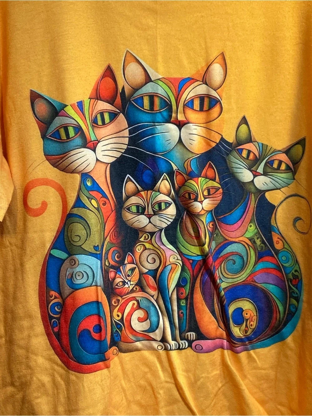 Sunshine Yellow Cat Family Graphic Tee - Picture 3 of 6